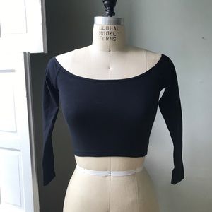 American Apparel Black Off the shoulder crop top